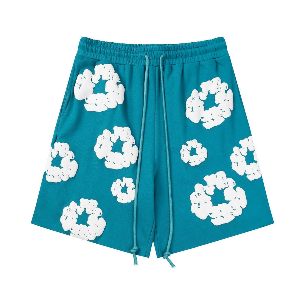 Denim Tears Outfit:T-shirt/Shorts (Separate Purchase Options) Puff Print Short Sleeve T-shirt Loose Couple Shorts Suit