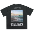 Askyurself T-shirts Short Sleeve Worn Looking Washed-out T-shirt Men and Women
