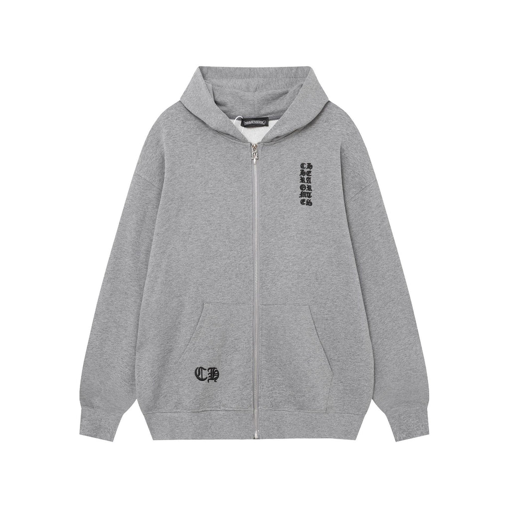 Chrome Heart Hoodie Chrome Heart Sanskrit embroidered hooded sweater cardigan
