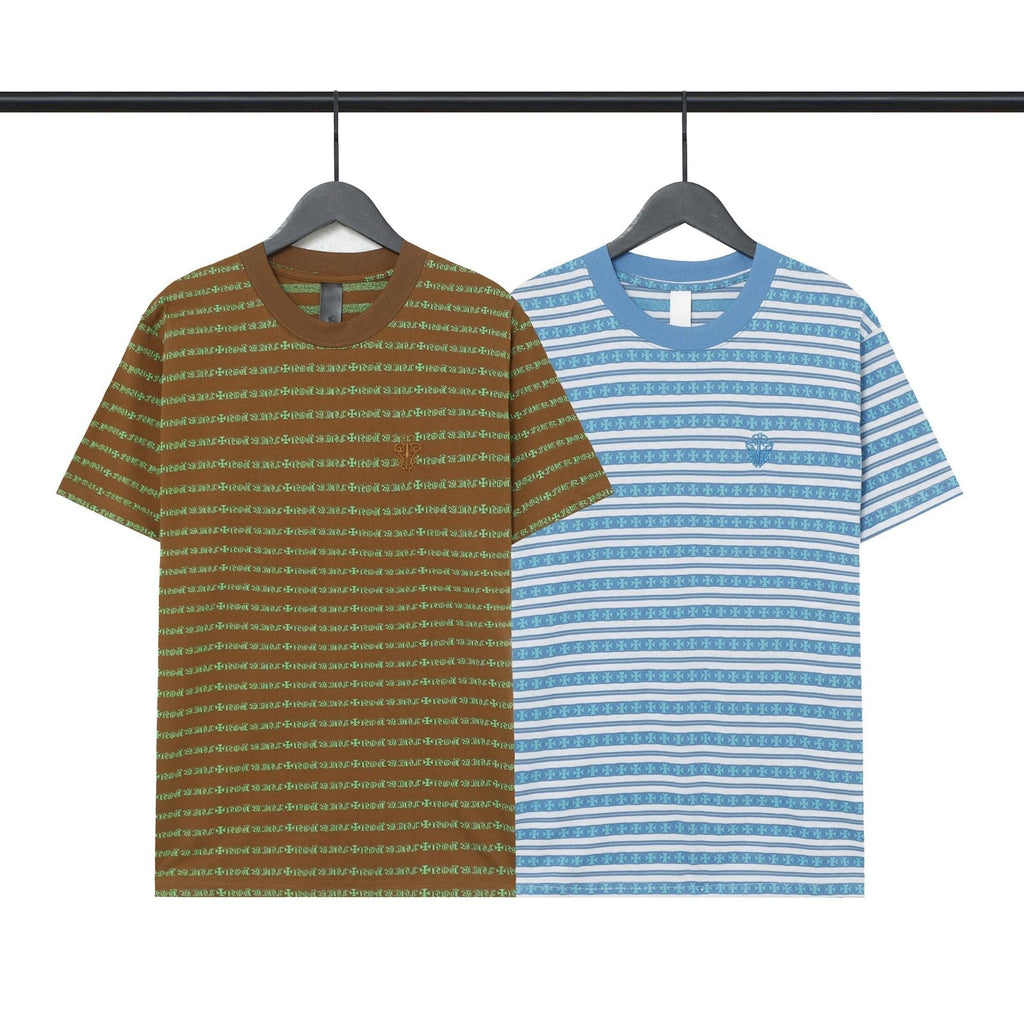 CHH Chrome Heart T Shirts Poison Home Stripe Jacquard Embroidery Short Sleeve Couple T-Shirt