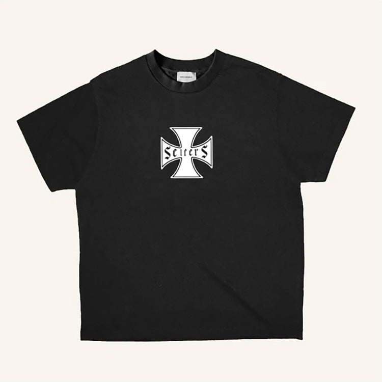 Askyurself T-shirts Casual Loose Men's and Women's Short-Sleeved T-shirt Black