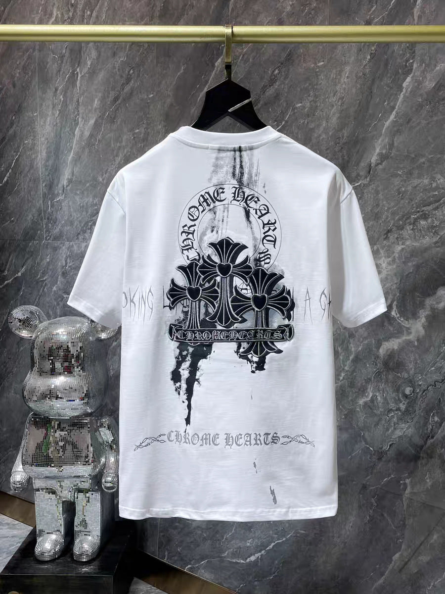CHH Chrome Heart T Shirts Sanskrit Half Sleeve Crew Neck Short Sleeve Casual
