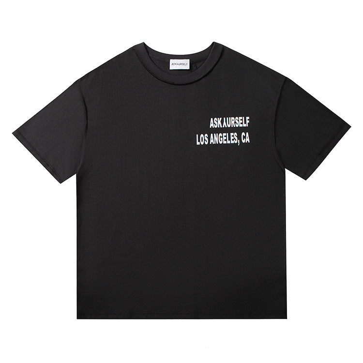 Askyurself T-shirts Casual Loose Distressed Short Sleeve