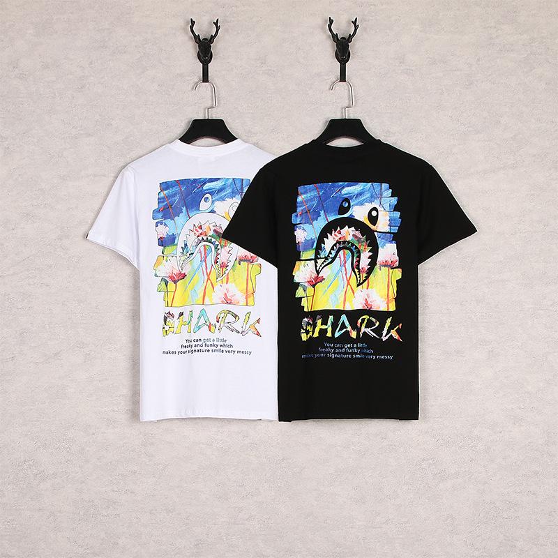 Bathing Ape T-Shirt Summer Cartoon Loose-Fitting Casual Round-Neck Printed Short Sleeve T-shirt
